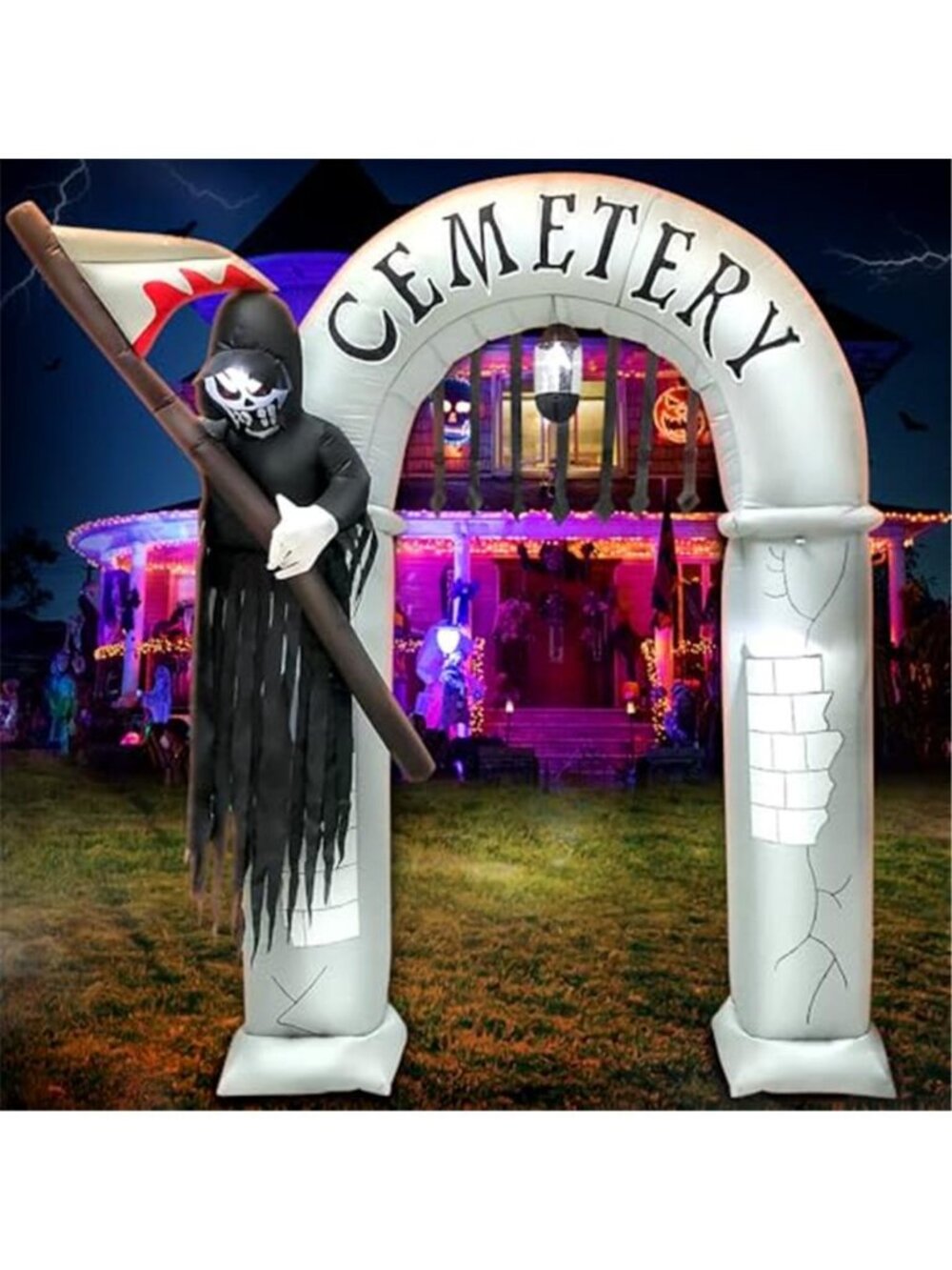 8FT Halloween Inflatables Archway Decoration with Led Light Spooky Scary